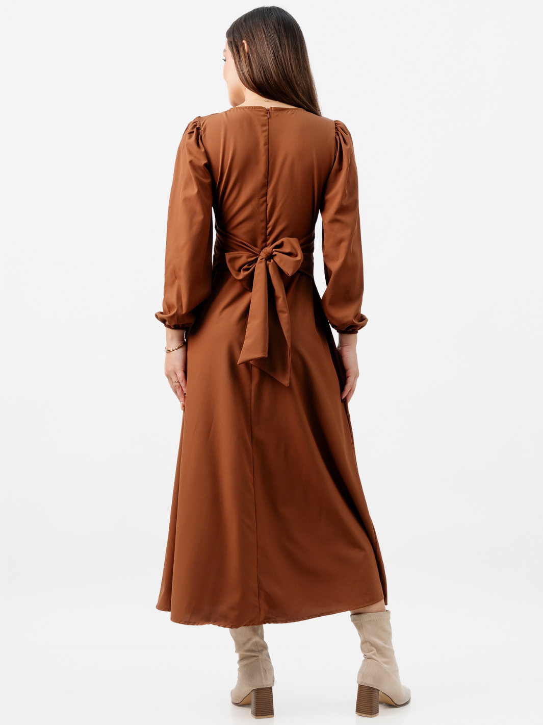 VESTIDO LARGO BRITISH MARRON