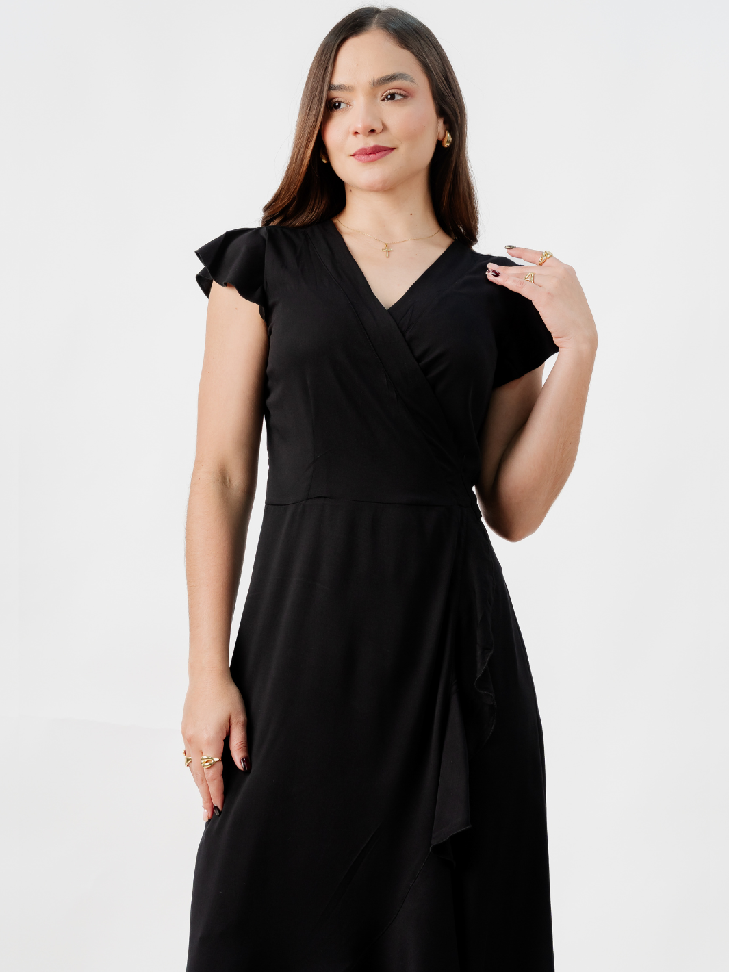 VESTIDO ENVOLVENTE MICAELA NEGRO