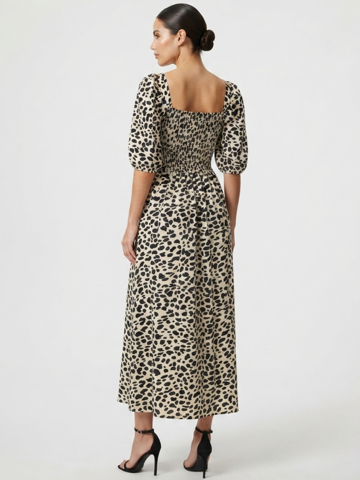 VESTIDO LARGO CON ESCOTE CORAZON FIORELLA BEIGE / NEGRO