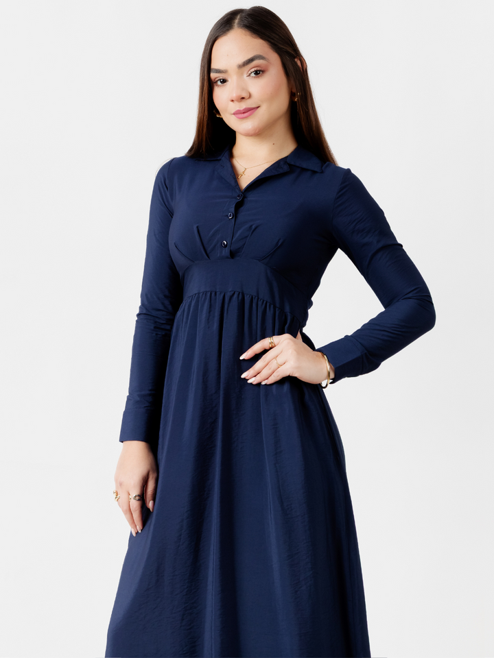 VESTIDO CAMISERO LARGO TATI AZUL