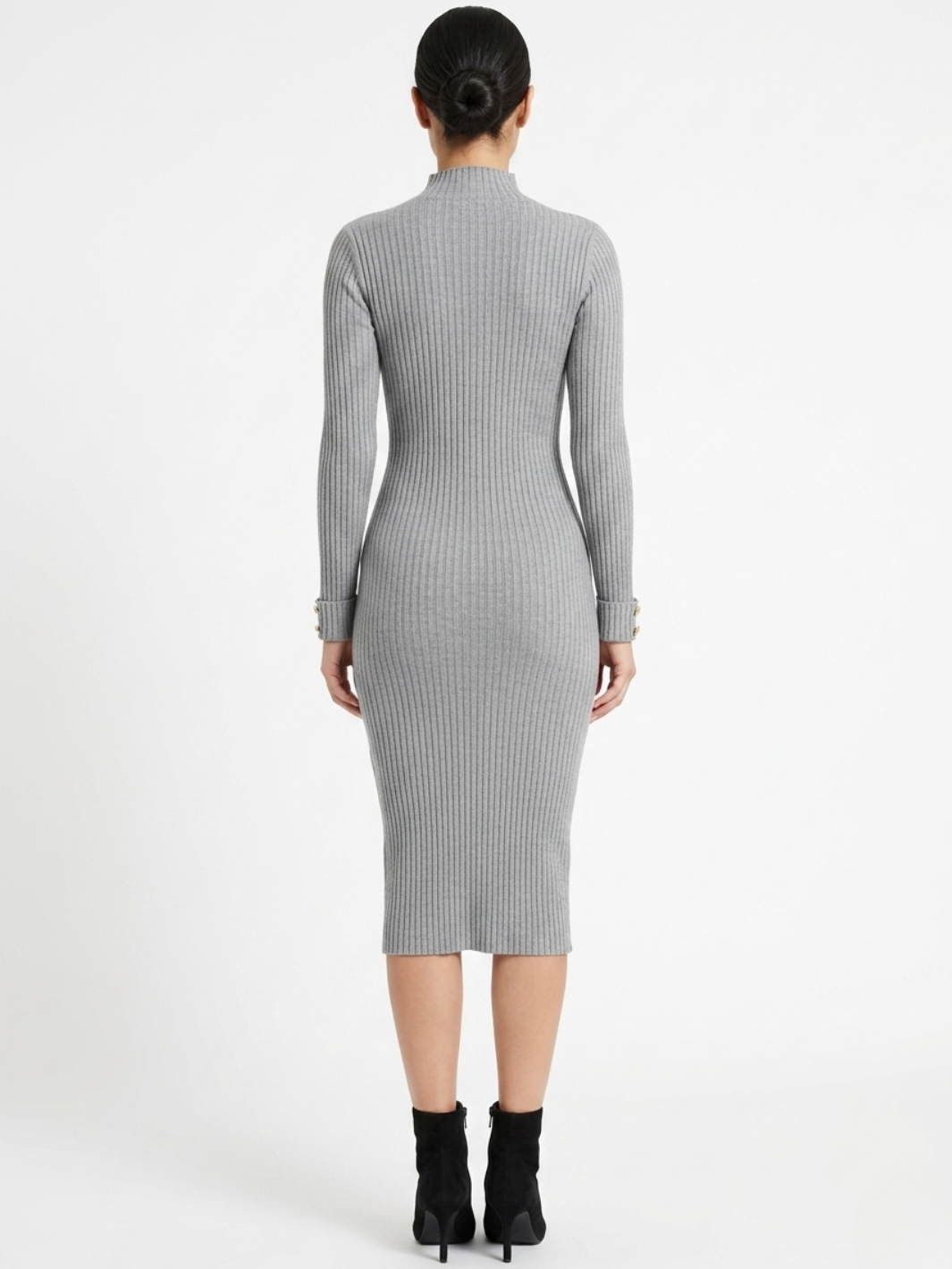 VESTIDO TEJIDO CON CUELLO ALTO MADDI MELANGE