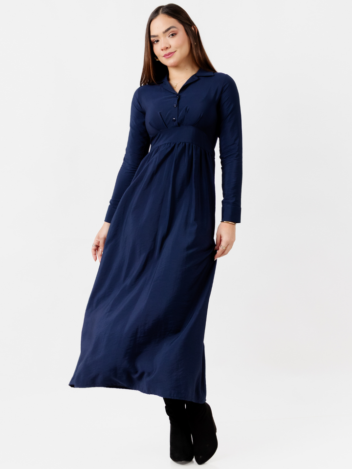 VESTIDO CAMISERO LARGO TATI AZUL
