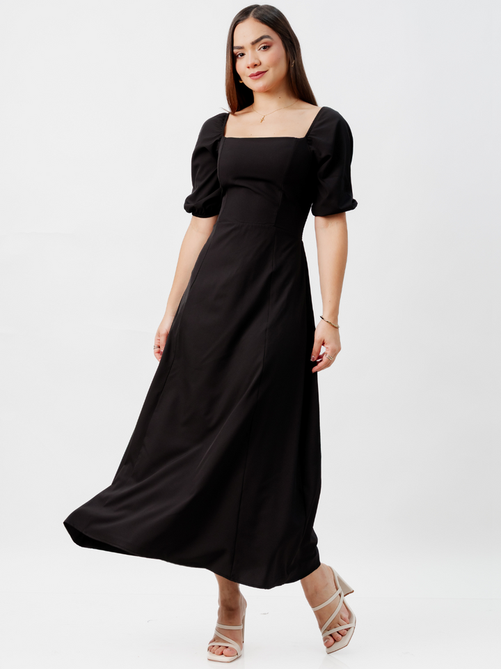 VESTIDO CASUAL LARGO ALONDRA NEGRO