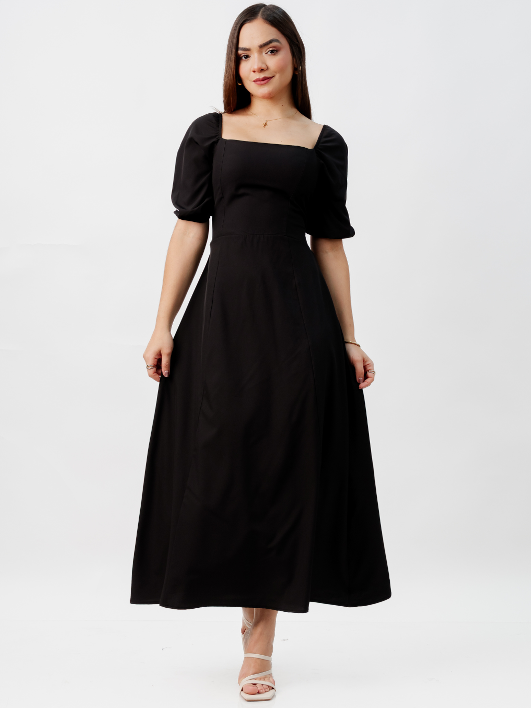 VESTIDO CASUAL LARGO ALONDRA NEGRO