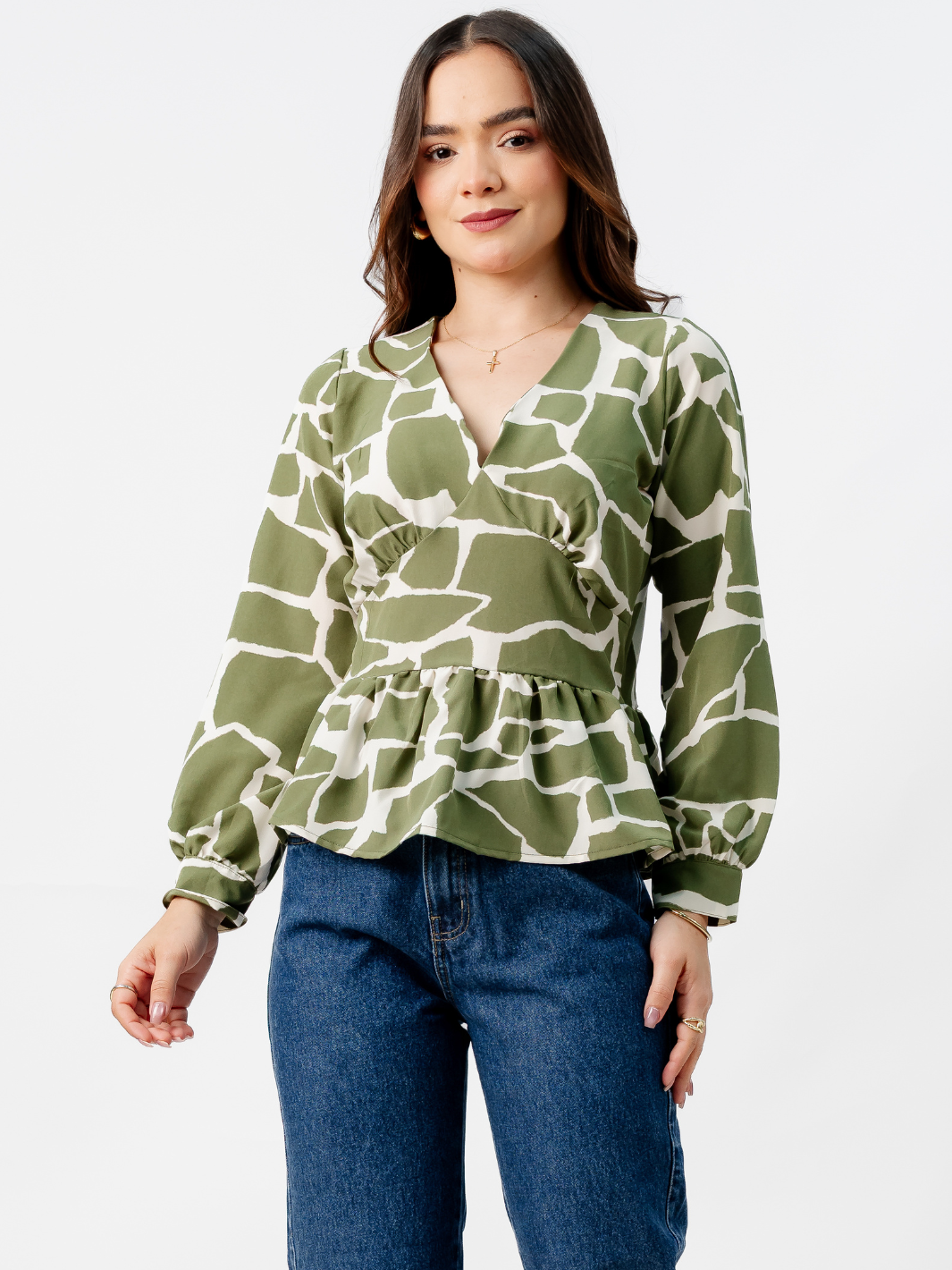 BLUSA PEPLUM MANGA LARGA BEATRIZ VERDE