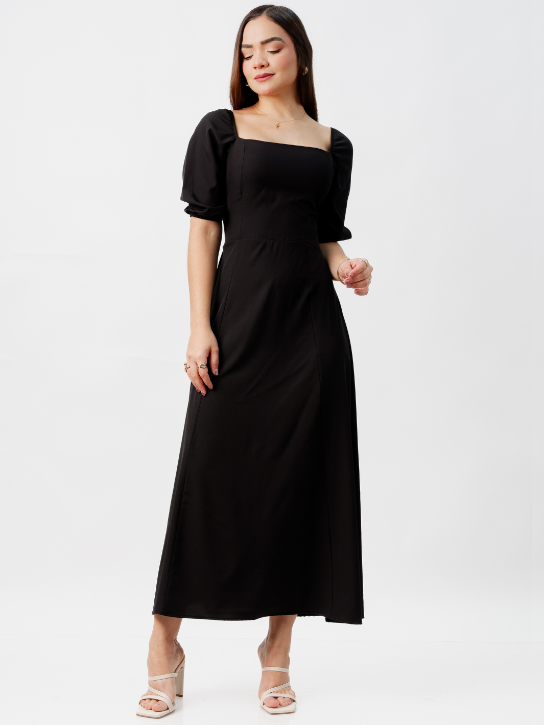 VESTIDO CASUAL LARGO ALONDRA NEGRO
