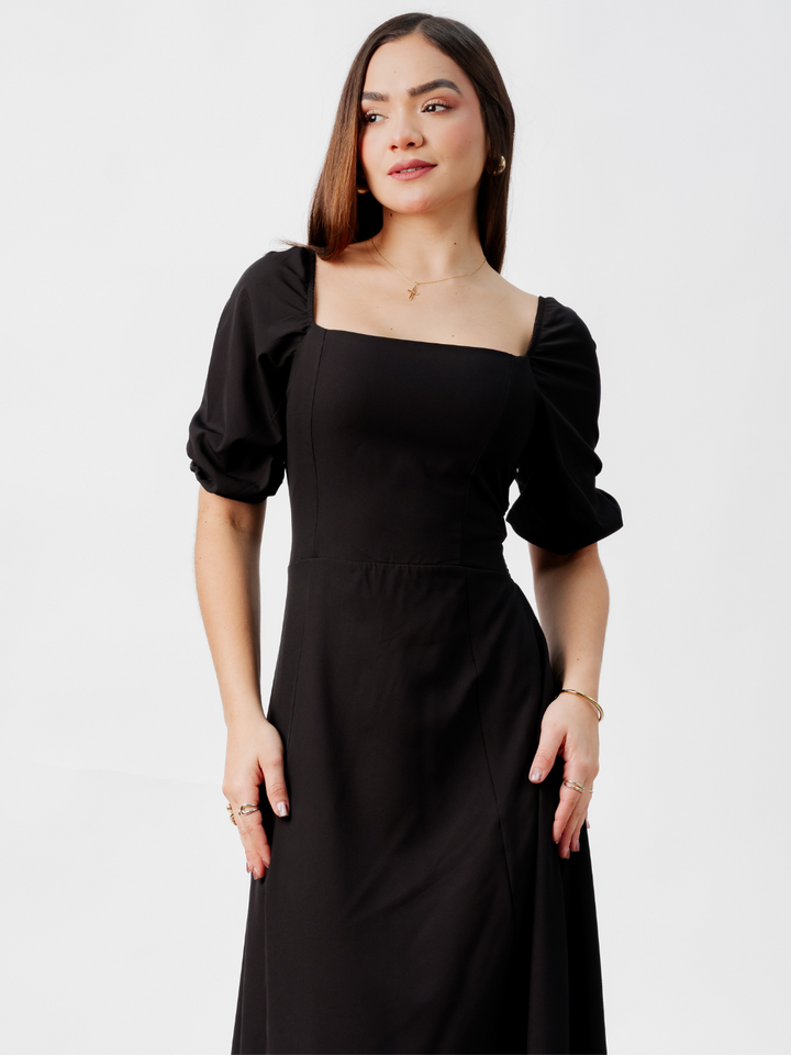 VESTIDO CASUAL LARGO ALONDRA NEGRO