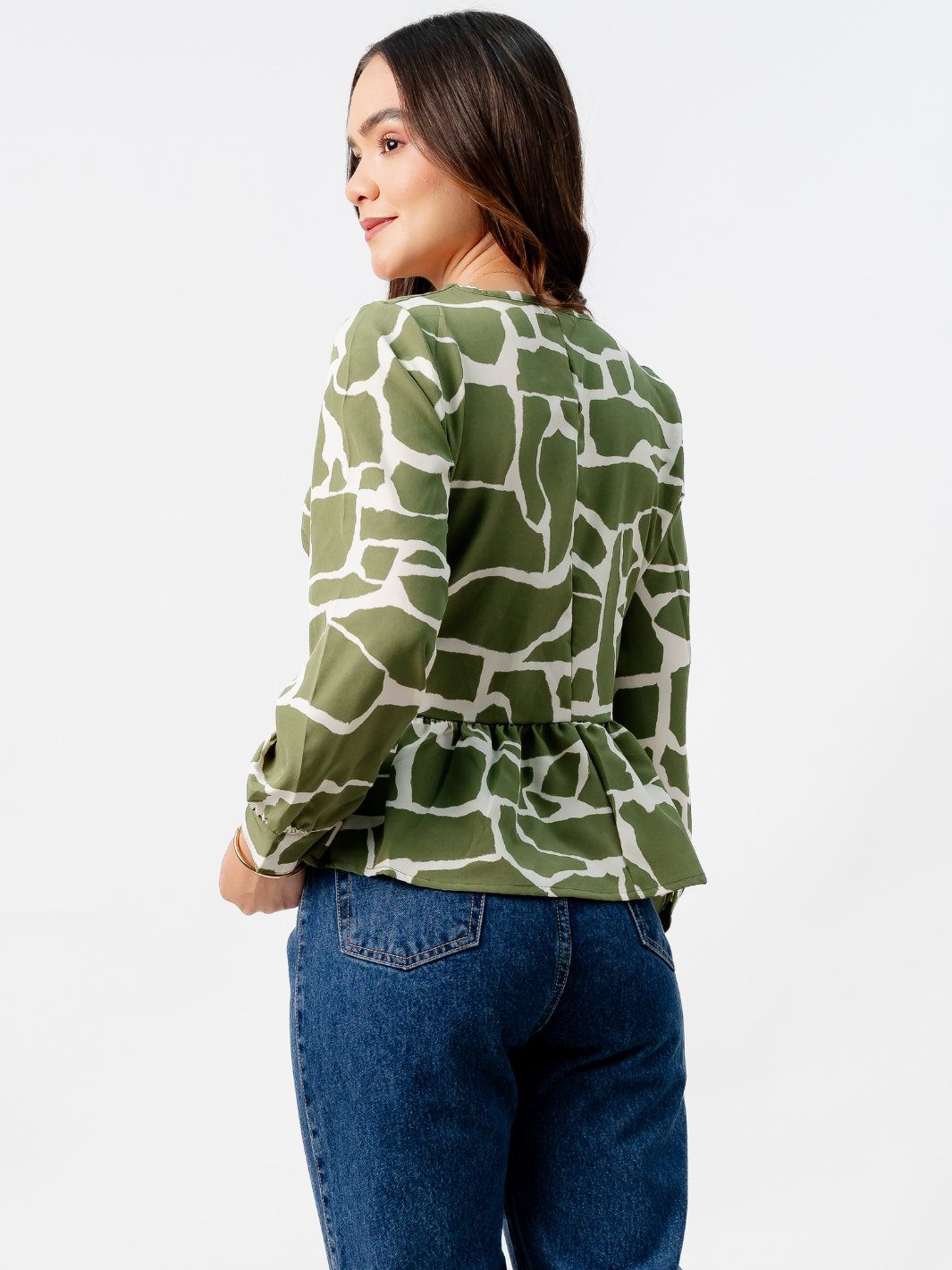 BLUSA PEPLUM MANGA LARGA BEATRIZ VERDE