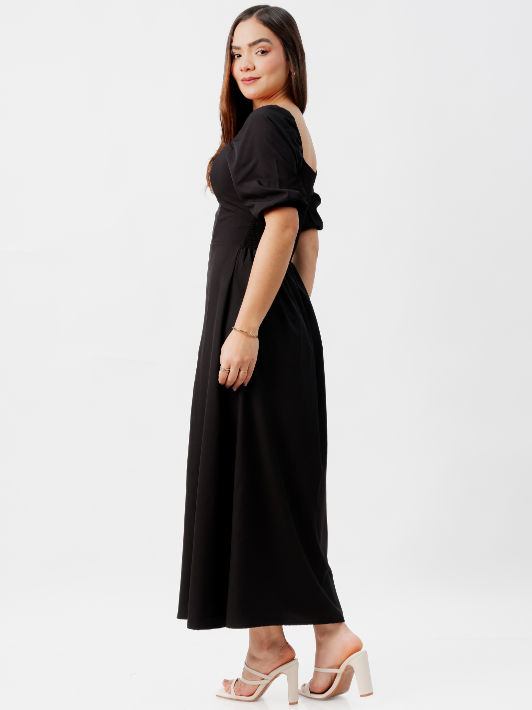 VESTIDO CASUAL LARGO ALONDRA NEGRO