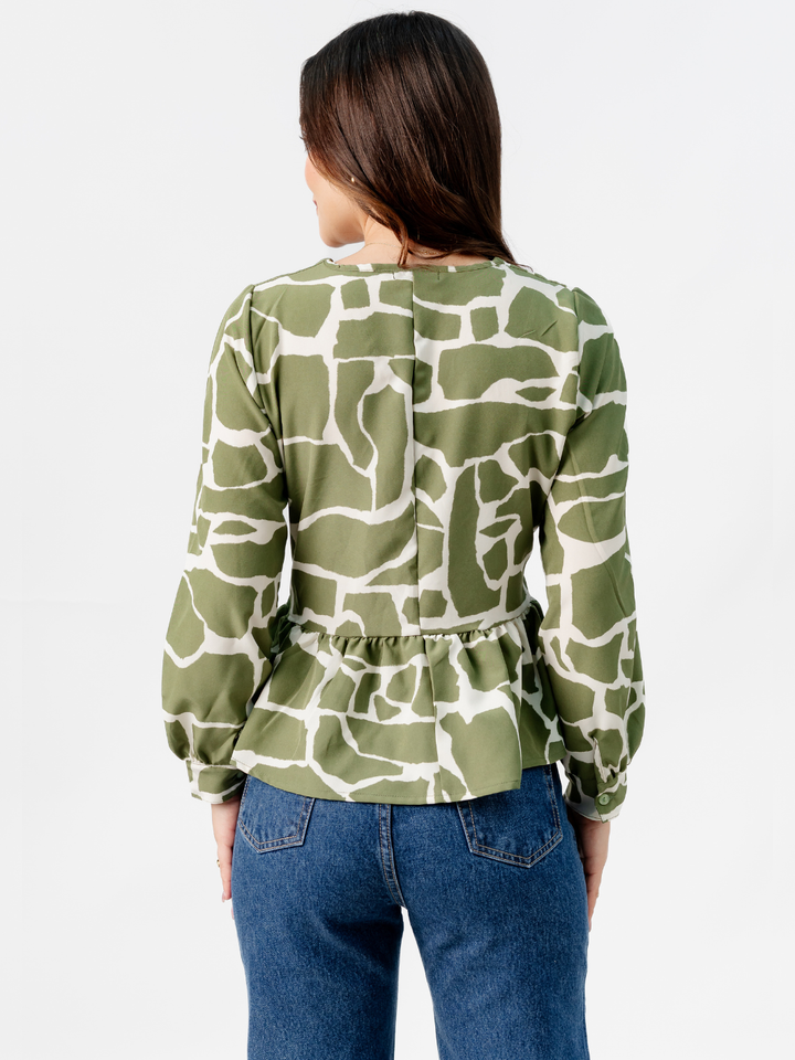 BLUSA PEPLUM MANGA LARGA BEATRIZ VERDE