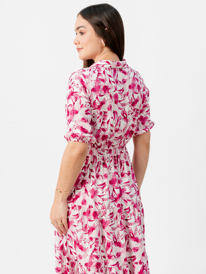 VESTIDO CAMISERO CON FALDA EN TIEMPOS ZAMIRA PERLA