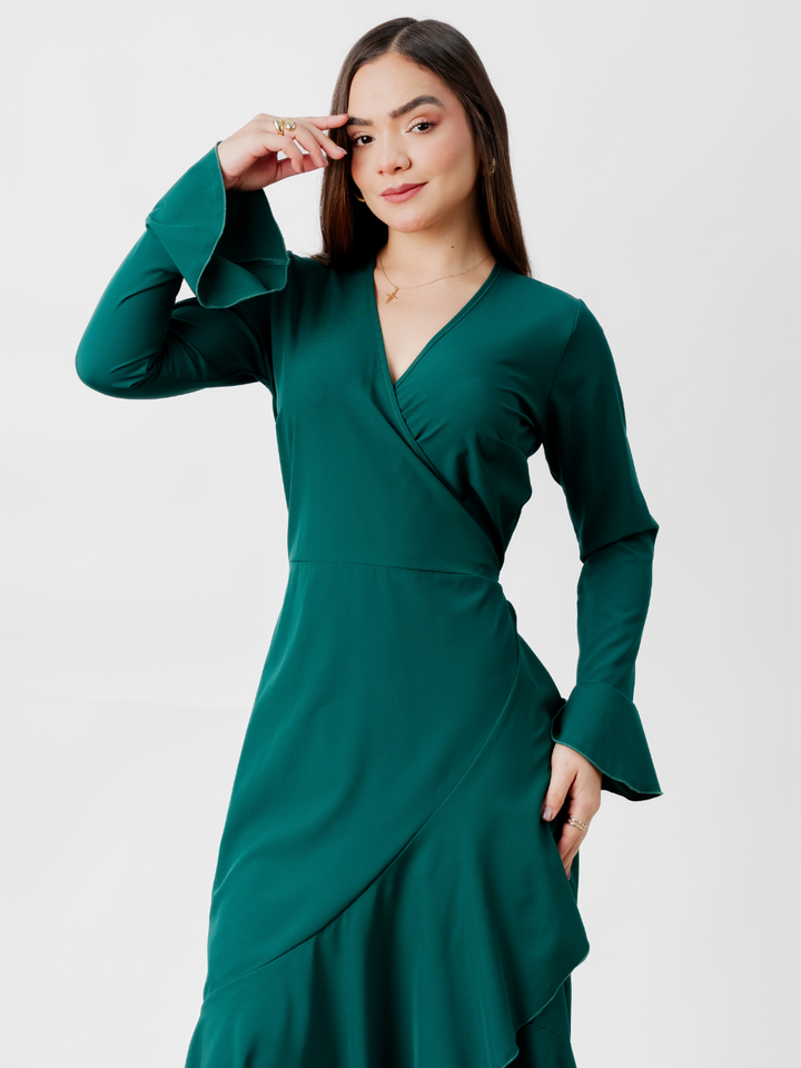 VESTIDO ENVOLVENTE MARIELLA VERDE