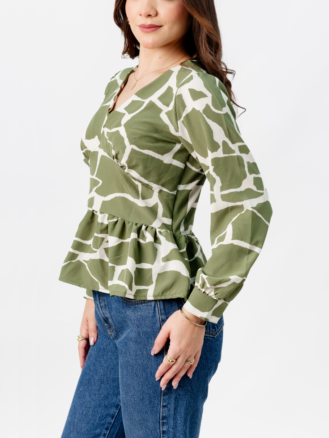 BLUSA PEPLUM MANGA LARGA BEATRIZ VERDE