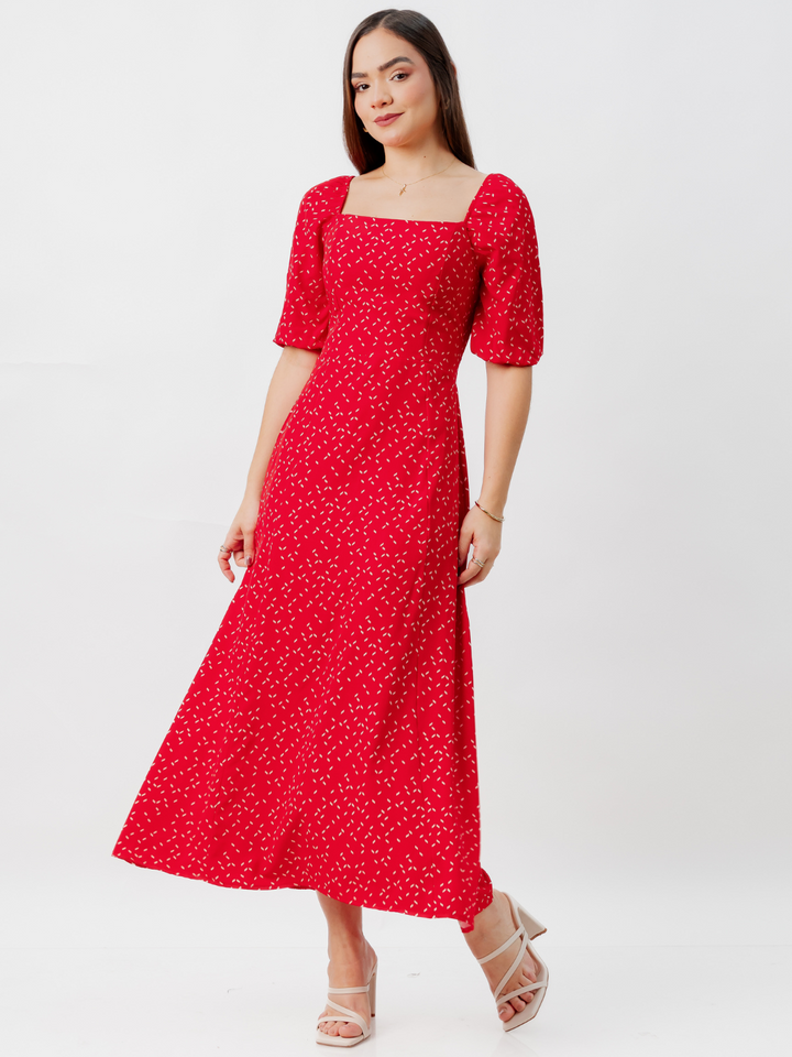 VESTIDO CASUAL LARGO ALONDRA ROJO