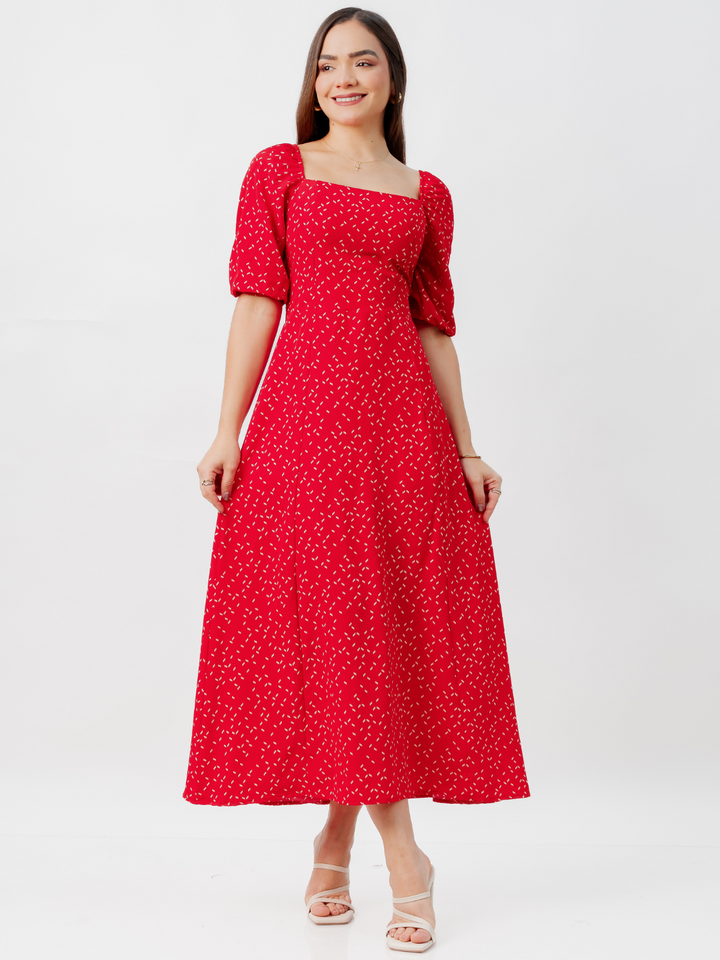 VESTIDO CASUAL LARGO ALONDRA ROJO
