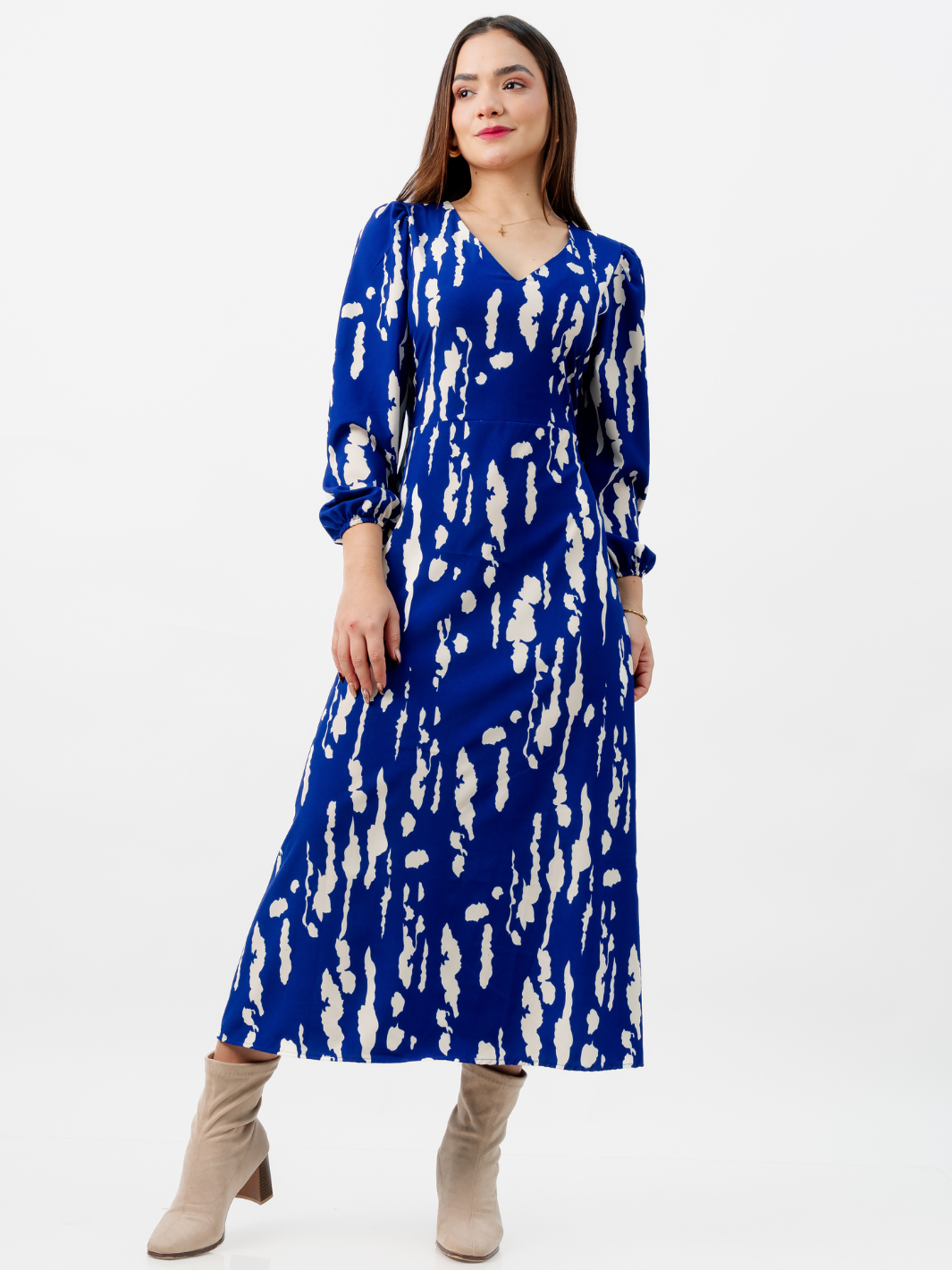 VESTIDO LARGO BRITISH AZUL