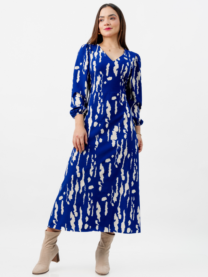VESTIDO LARGO BRITISH AZUL
