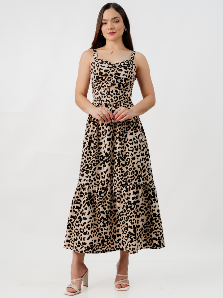 VESTIDO CASUAL LARGO EMILY ANIMAL PRINT