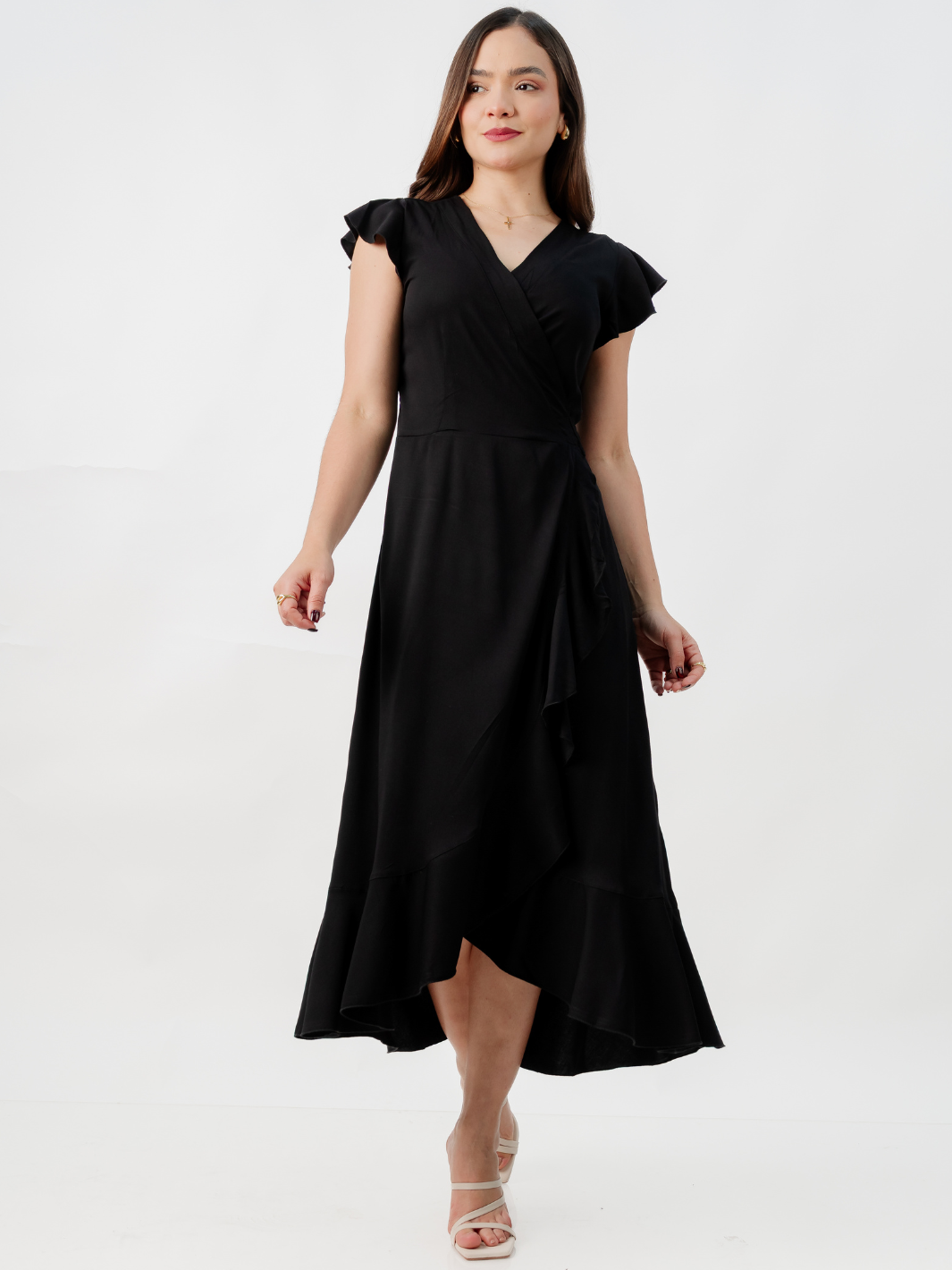 VESTIDO ENVOLVENTE MICAELA NEGRO