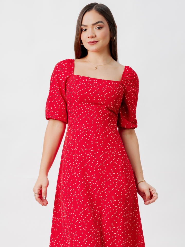 VESTIDO CASUAL LARGO ALONDRA ROJO