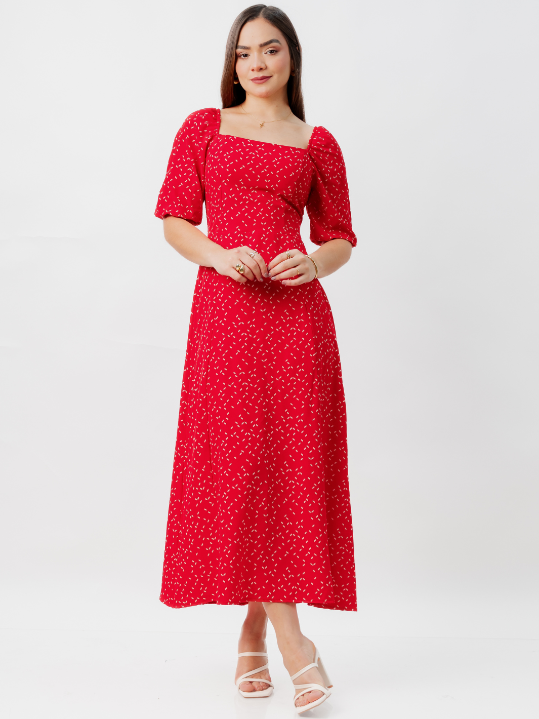 VESTIDO CASUAL LARGO ALONDRA ROJO