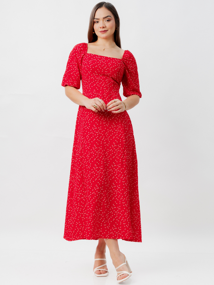 VESTIDO CASUAL LARGO ALONDRA ROJO