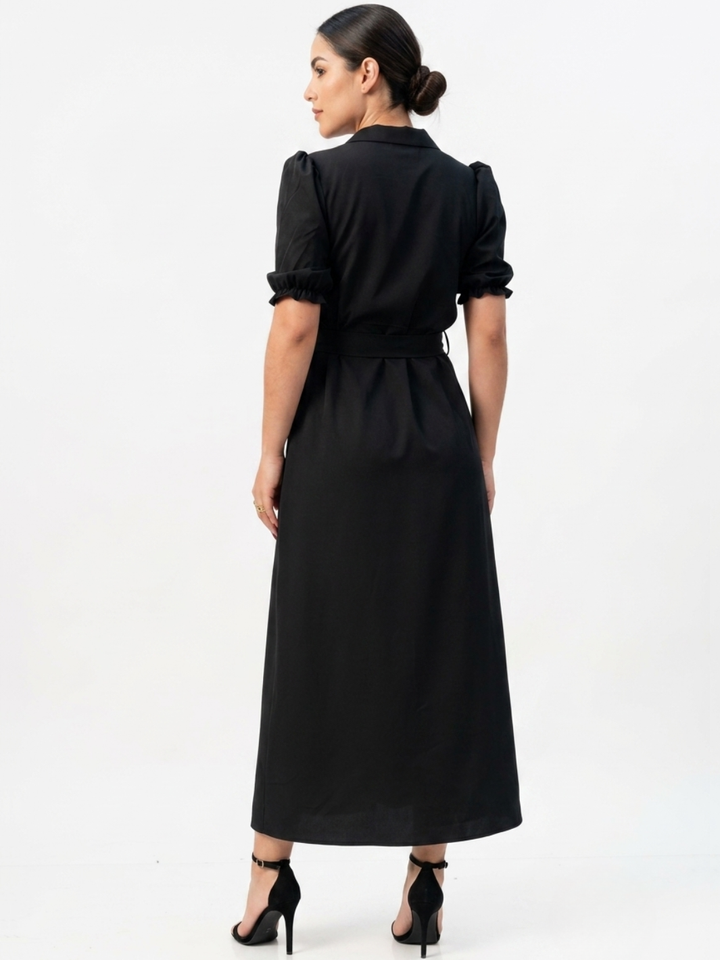 VESTIDO CAMISERO CON CINTURON ASIA NEGRO