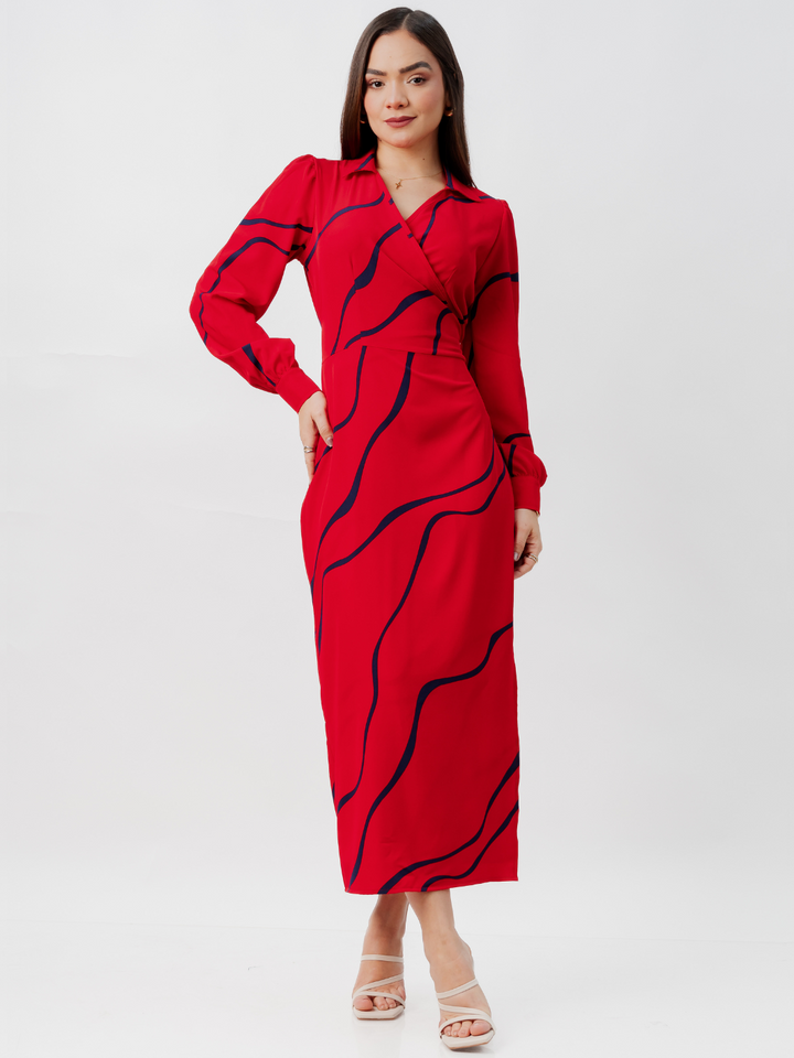 VESTIDO ENVOLVENTE RAYZA ROJO