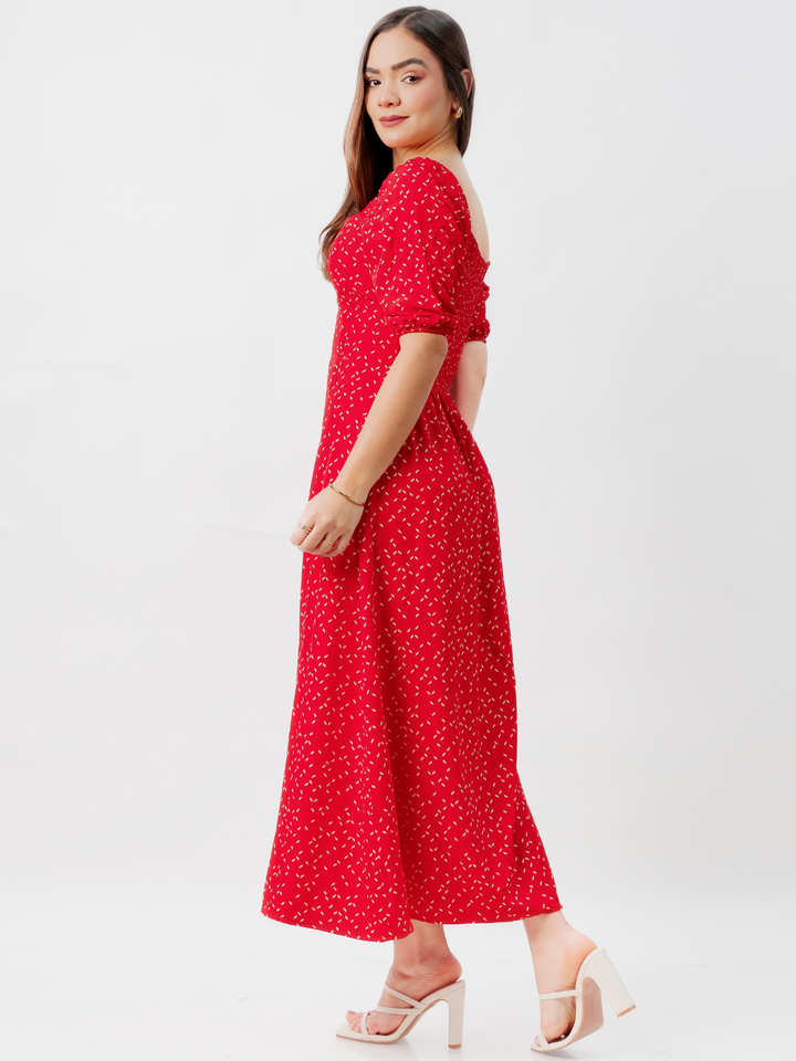 VESTIDO CASUAL LARGO ALONDRA ROJO