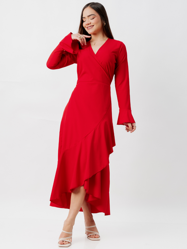 VESTIDO ENVOLVENTE MARIELLA ROJO