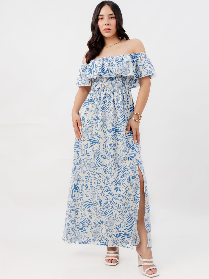 VESTIDO RUMBERO CASUAL LARGO MINERVA PERLA