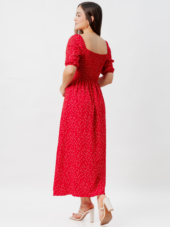 VESTIDO CASUAL LARGO ALONDRA ROJO