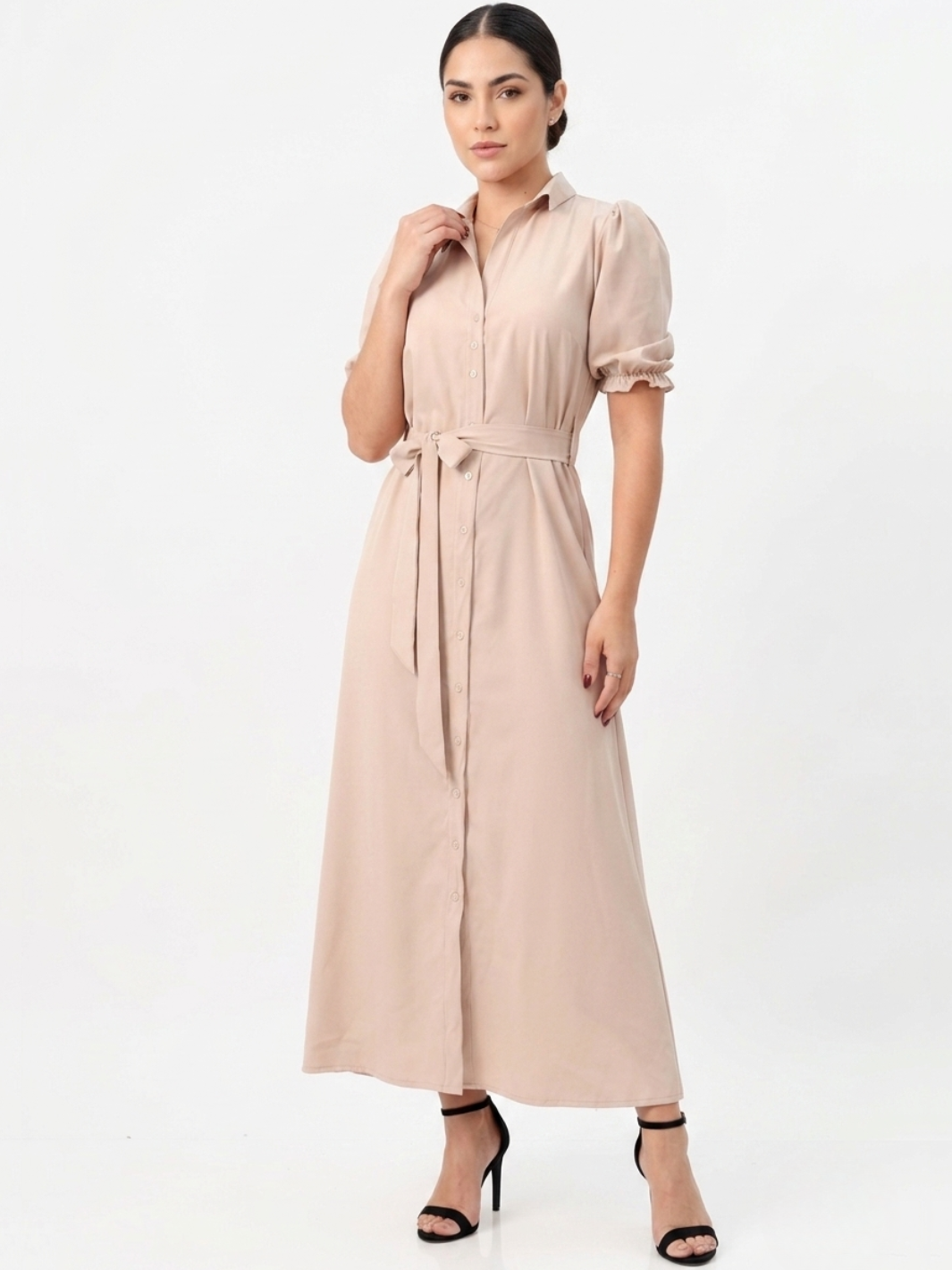 VESTIDO CAMISERO CON CINTURON ASIA NUDE