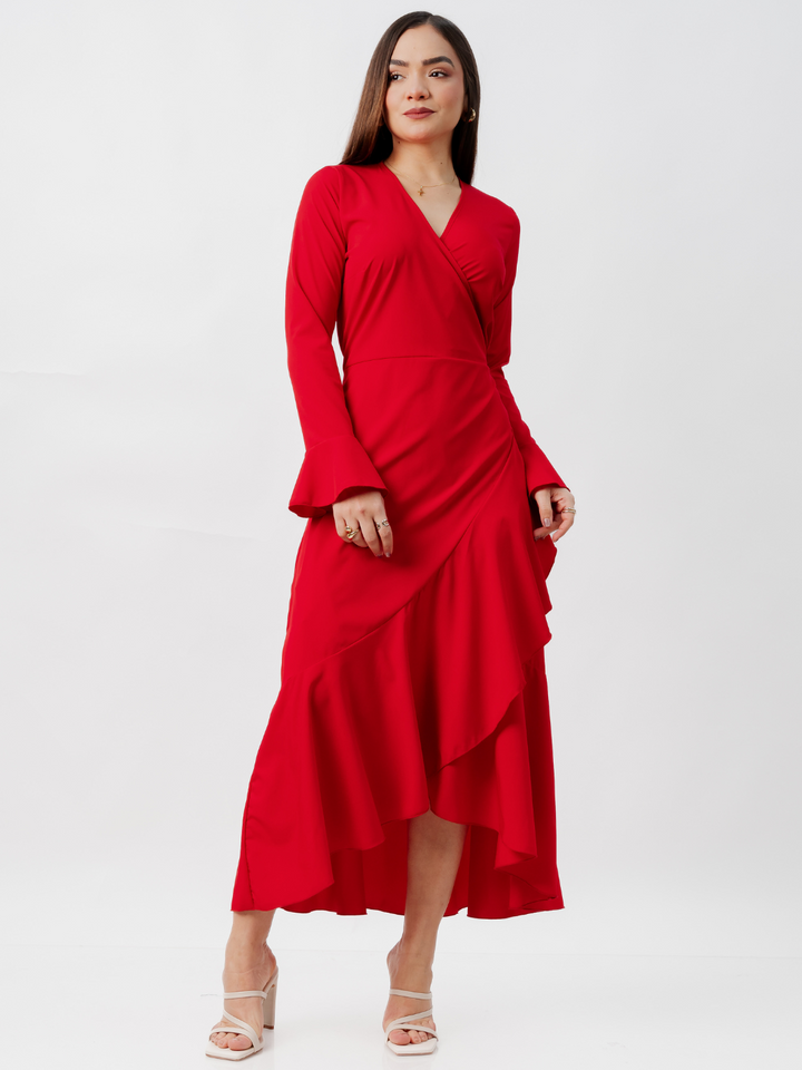 VESTIDO ENVOLVENTE MARIELLA ROJO