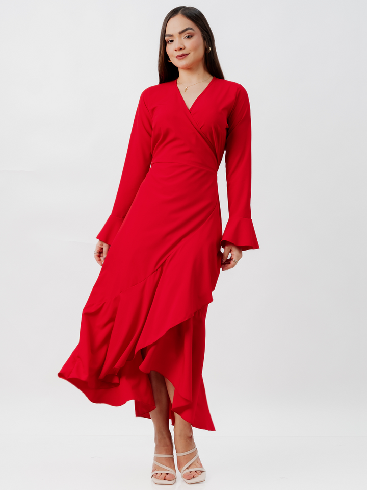 VESTIDO ENVOLVENTE MARIELLA ROJO