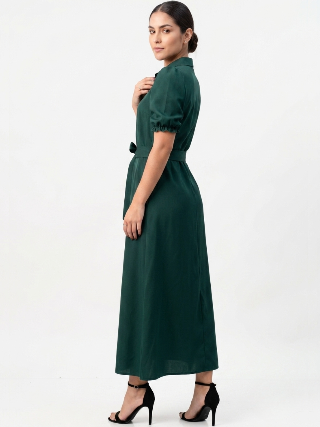 VESTIDO CAMISERO CON CINTURON ASIA VERDE