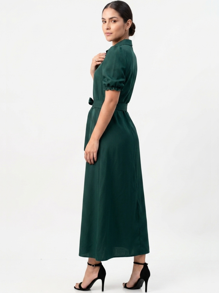 VESTIDO CAMISERO CON CINTURON ASIA VERDE
