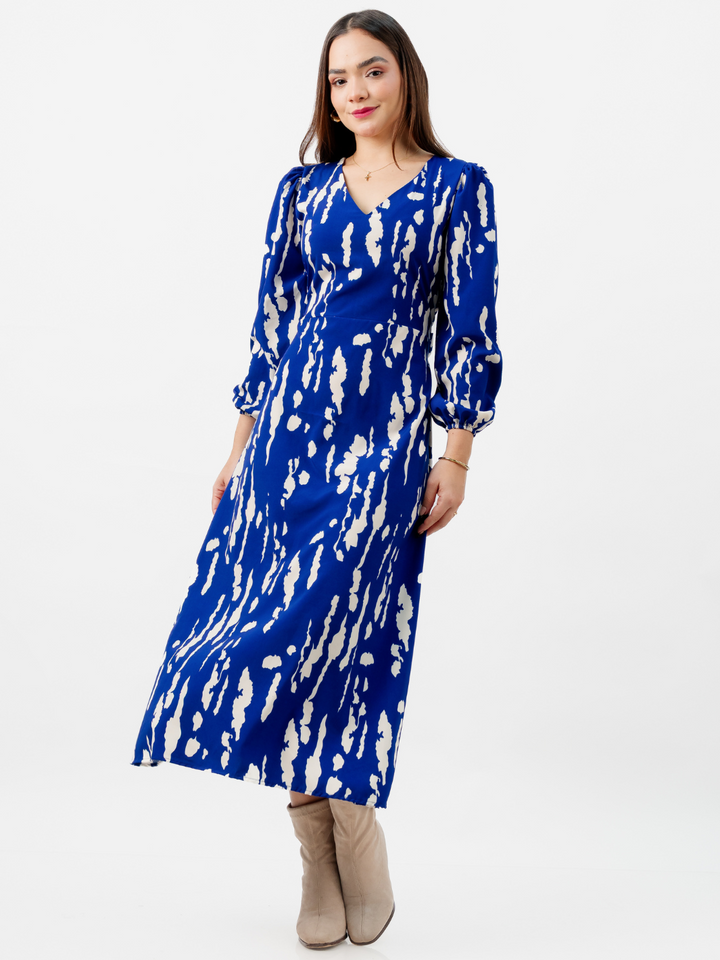 VESTIDO LARGO BRITISH AZUL