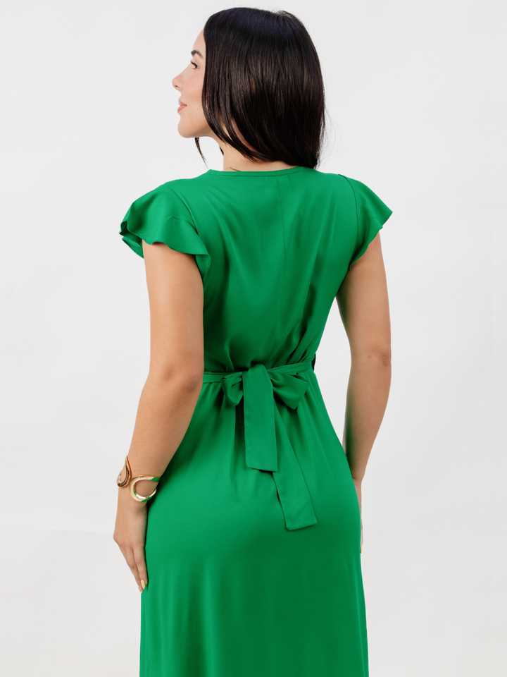 VESTIDO ENVOLVENTE MICAELA VERDE PERICO