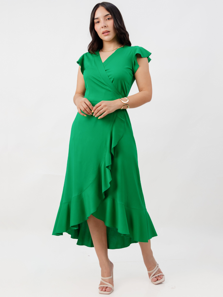 VESTIDO ENVOLVENTE MICAELA VERDE PERICO