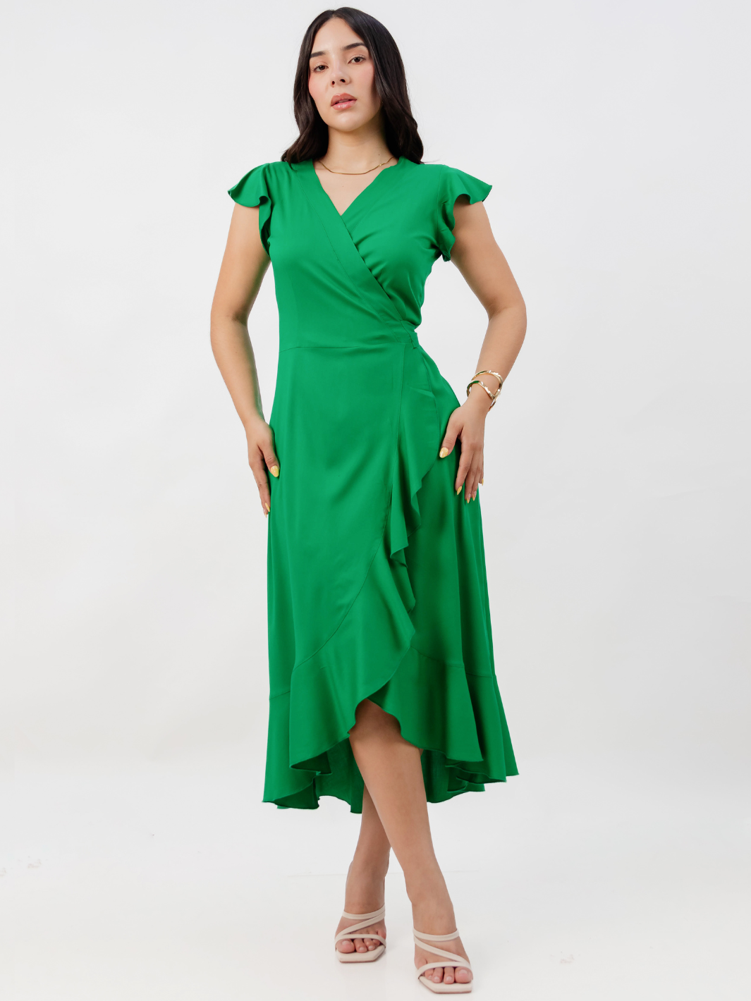 VESTIDO ENVOLVENTE MICAELA VERDE PERICO