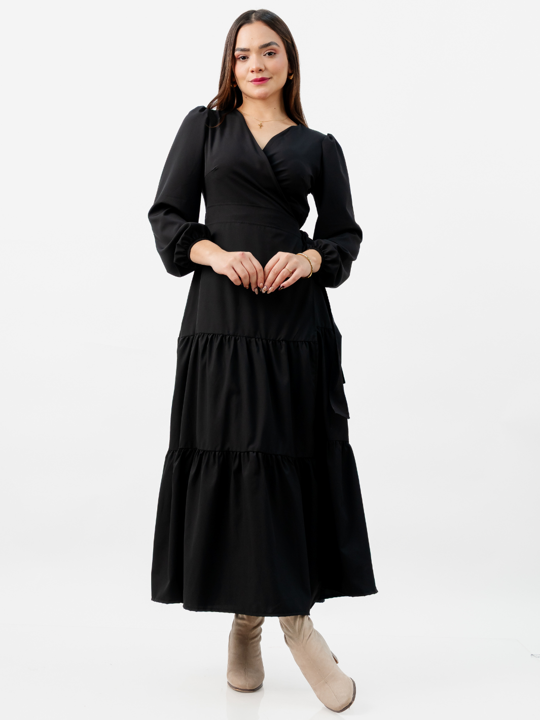 VESTIDO ENVOLVENTE VELVET NEGRO