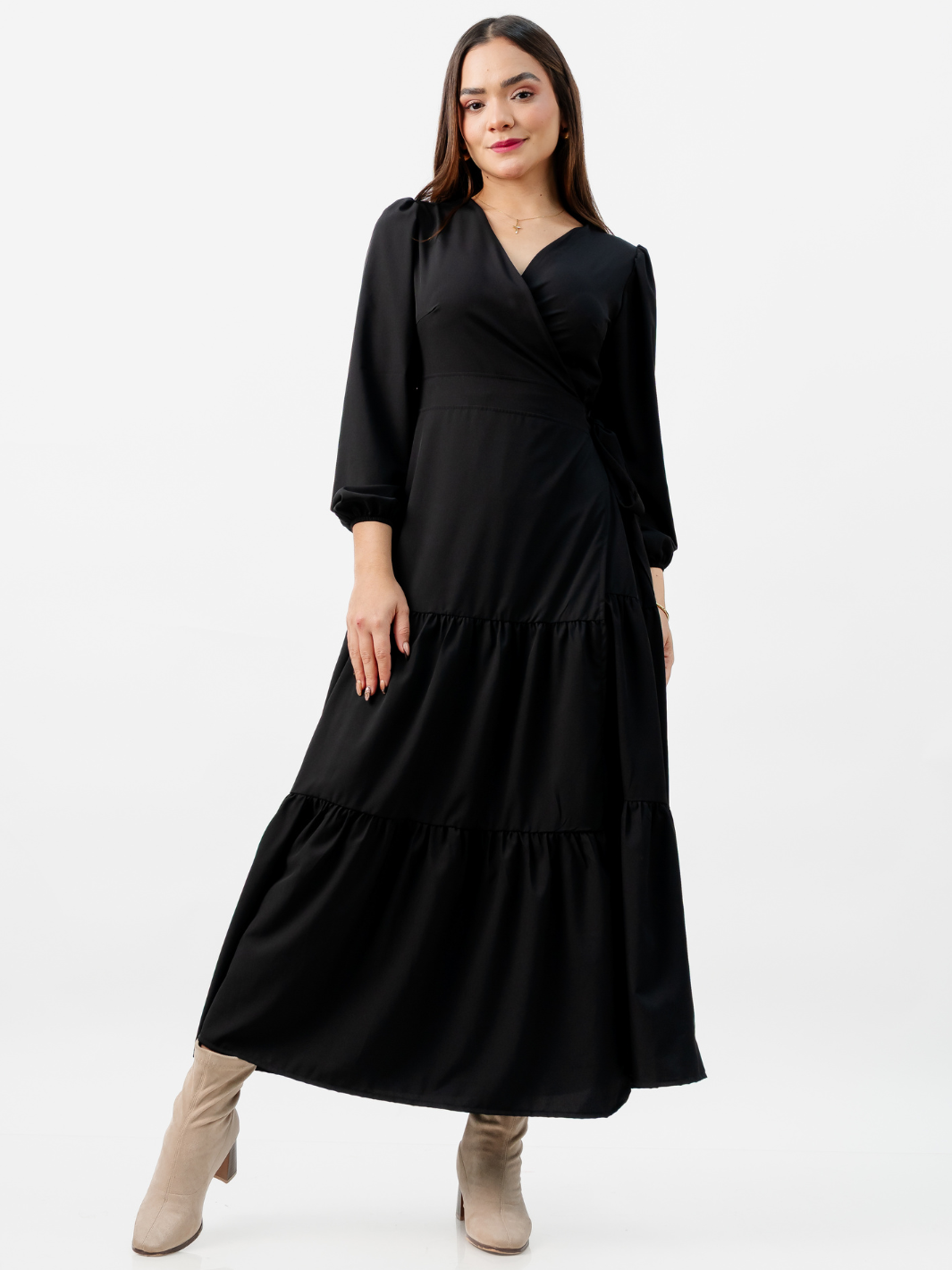 VESTIDO ENVOLVENTE VELVET NEGRO