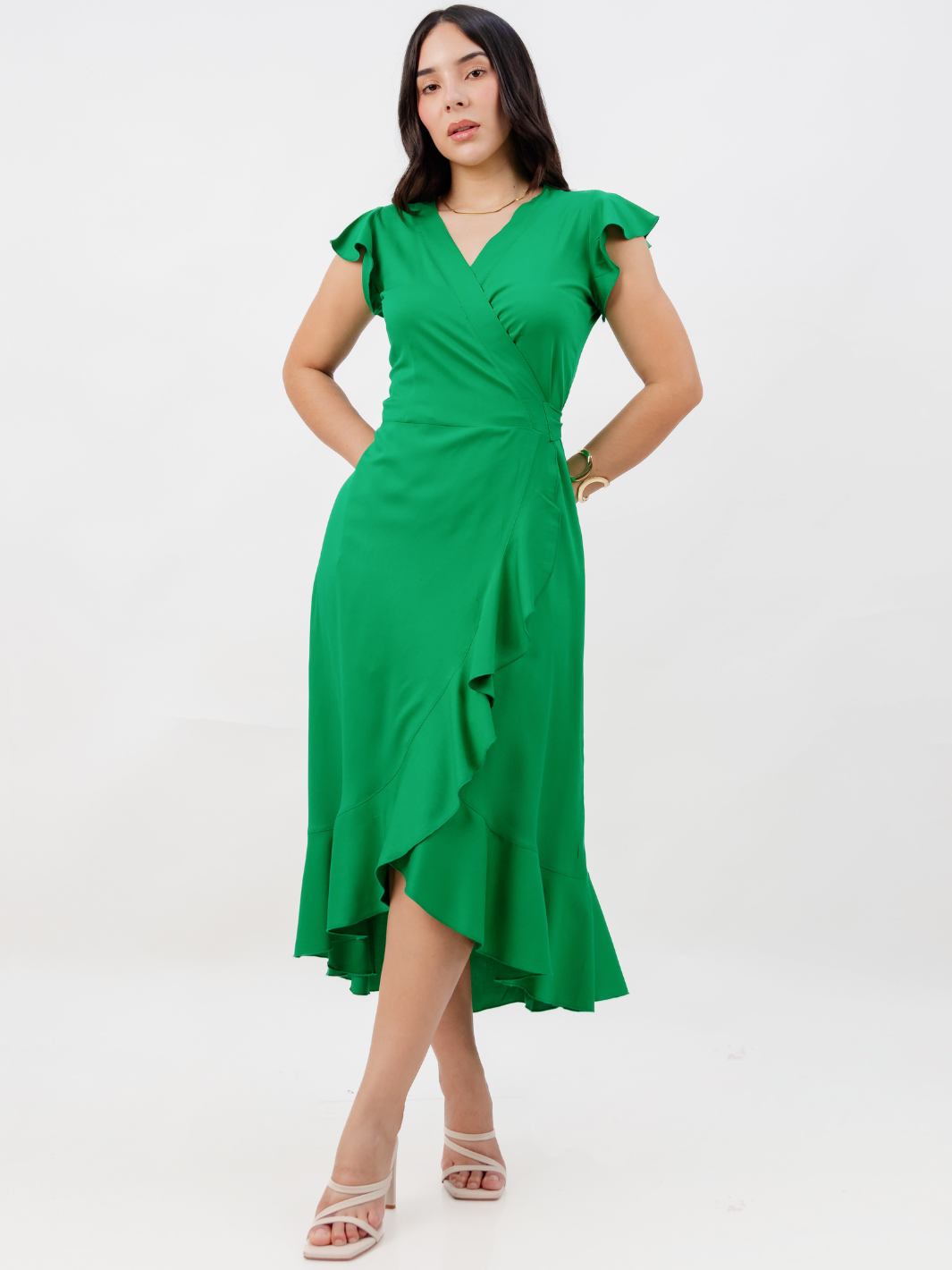 VESTIDO ENVOLVENTE MICAELA VERDE PERICO