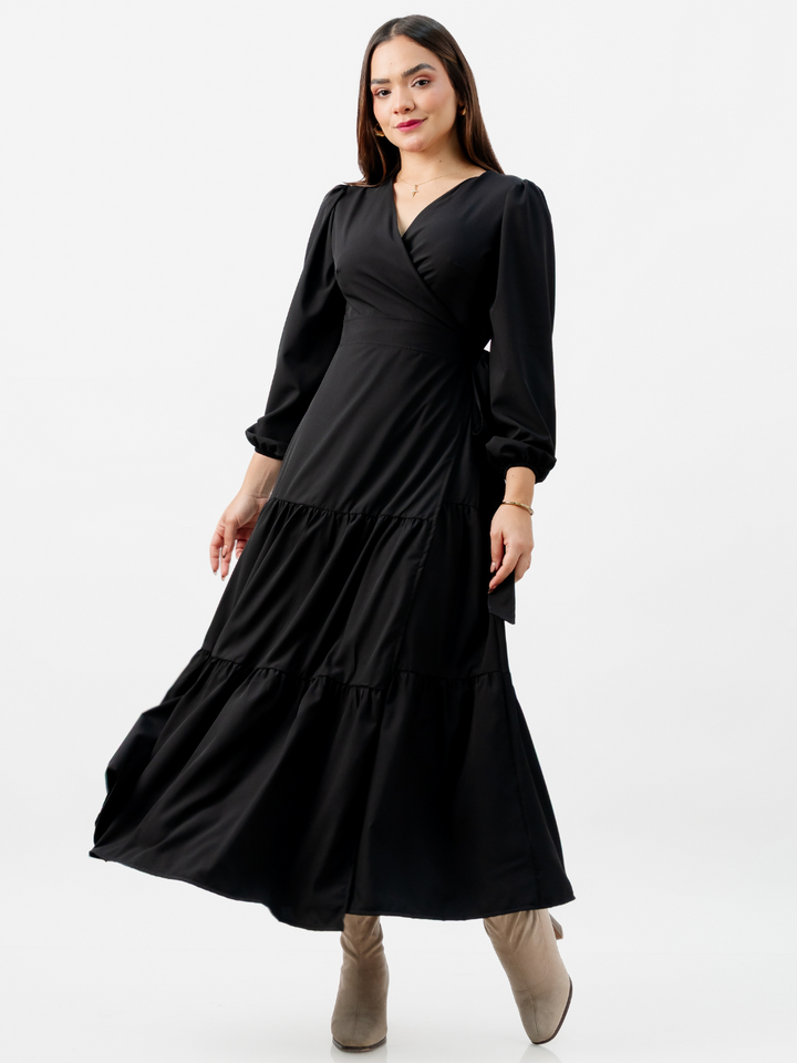 VESTIDO ENVOLVENTE VELVET NEGRO