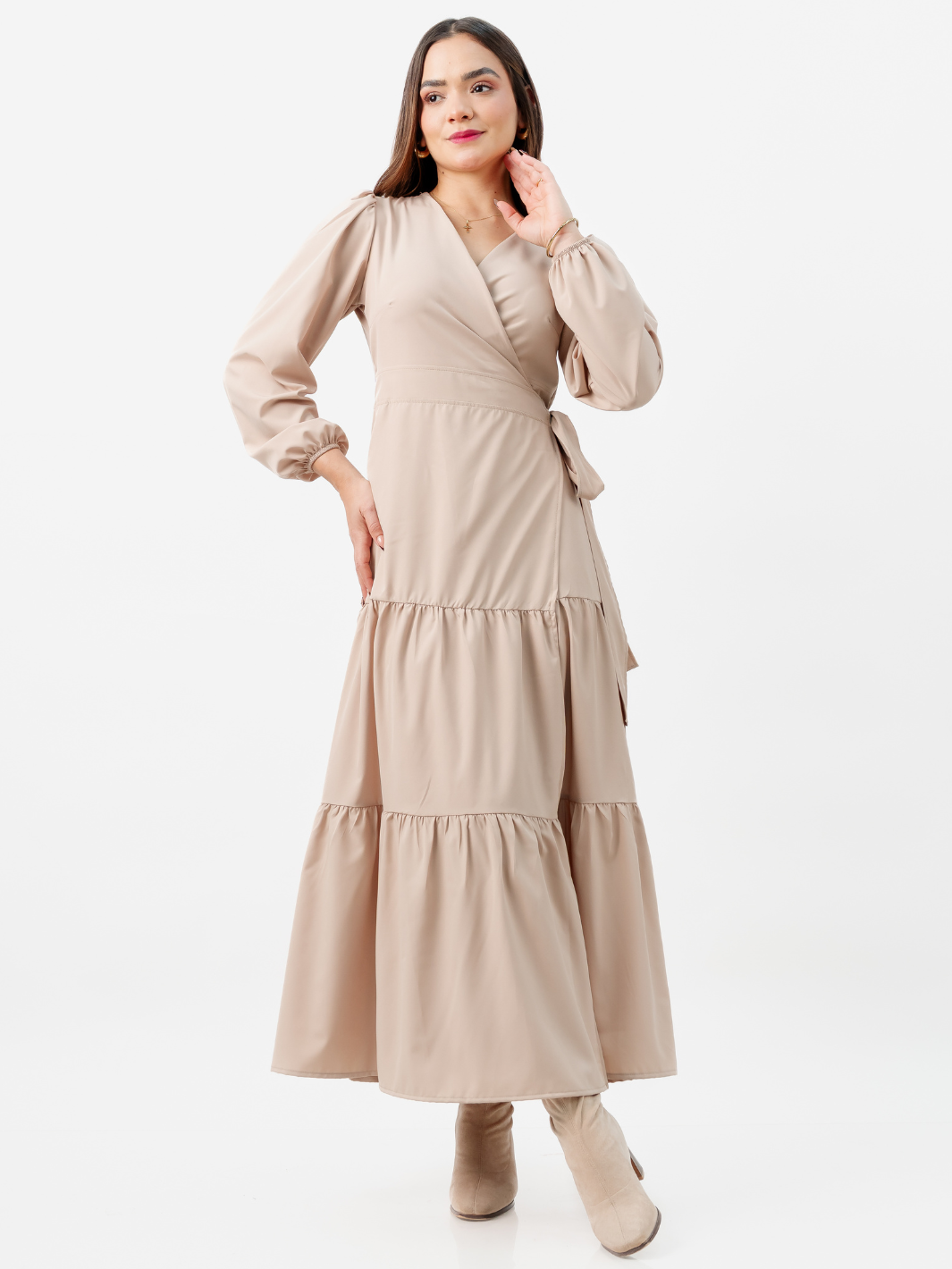 VESTIDO ENVOLVENTE VELVET NUDE