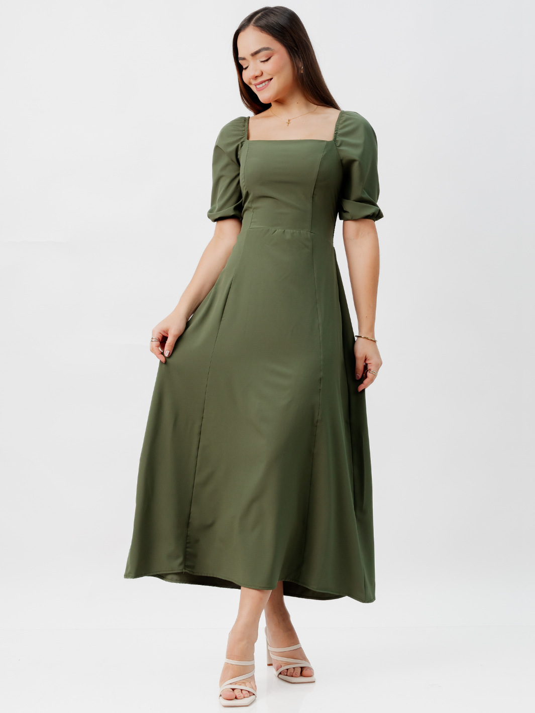 VESTIDO CASUAL LARGO ALONDRA VERDE