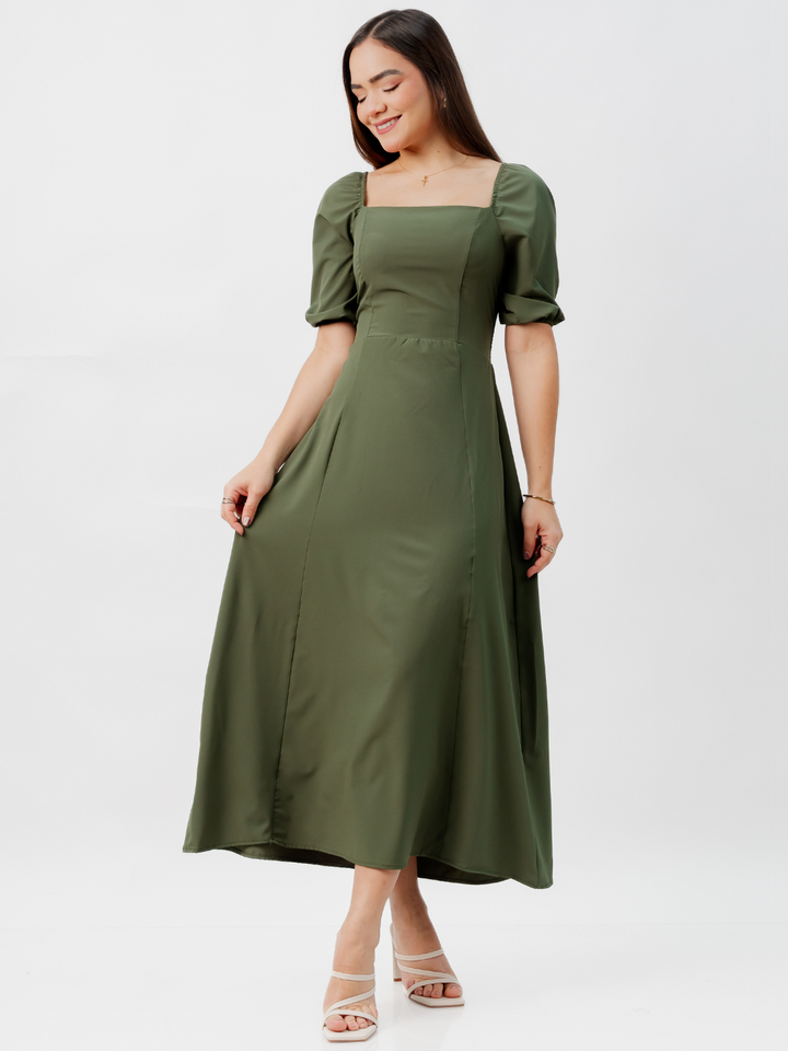VESTIDO CASUAL LARGO ALONDRA VERDE