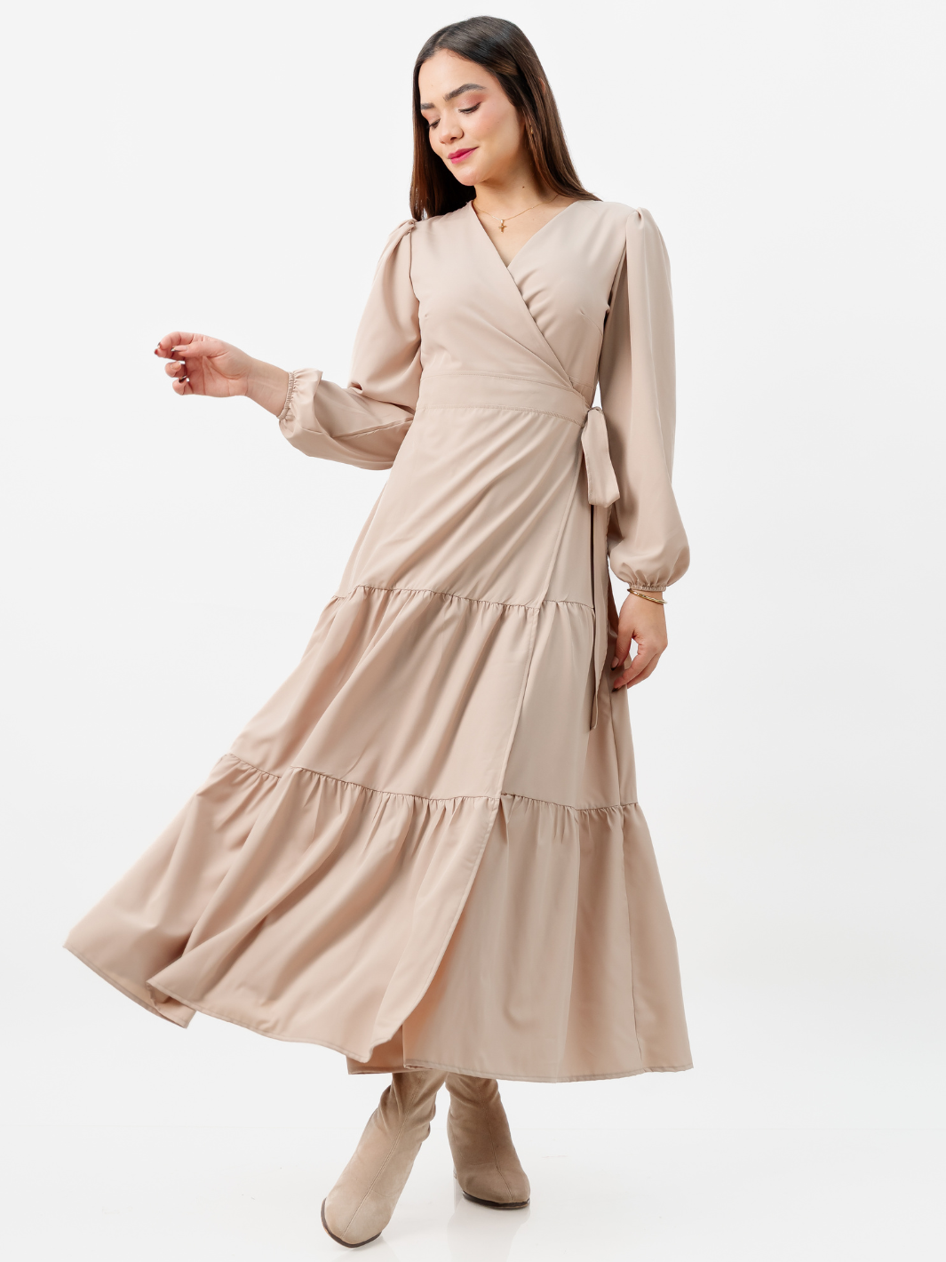 VESTIDO ENVOLVENTE VELVET NUDE
