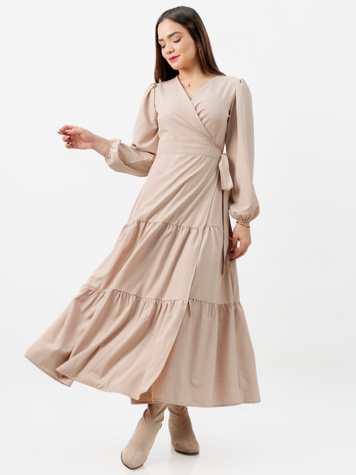 VESTIDO ENVOLVENTE VELVET NUDE